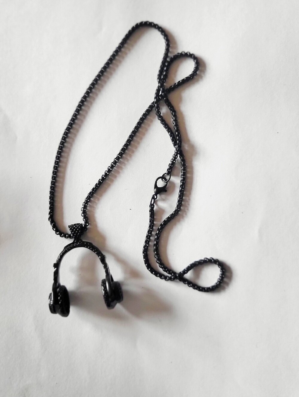 Black Headphone Pendant Necklace